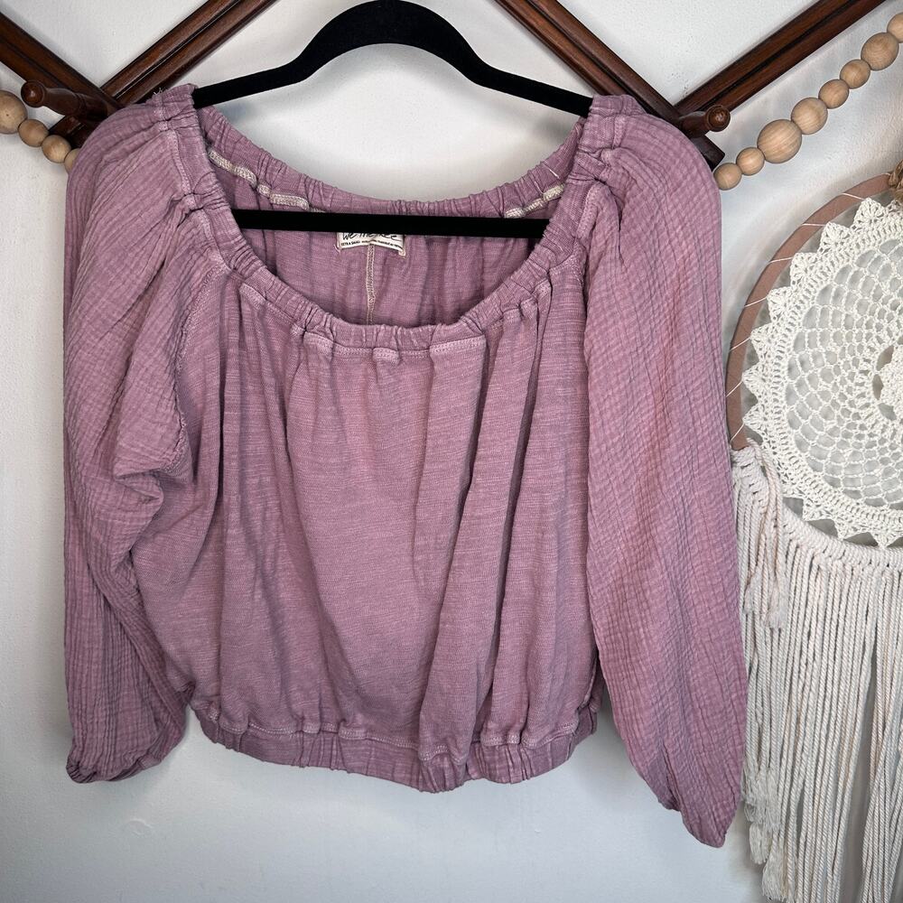 We the Free People Parfait Bubble Dusty Purple Off Shoulder Top